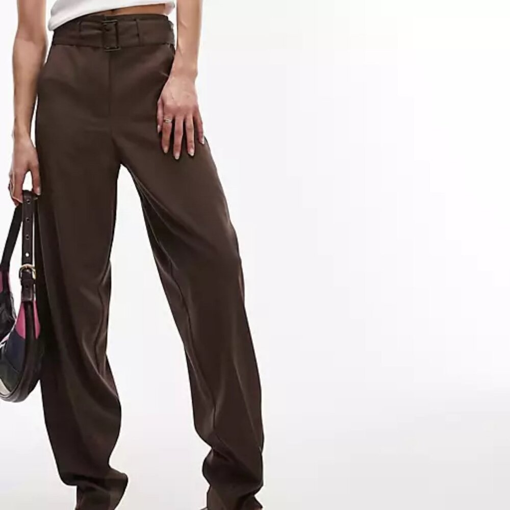 NWT Topshop brown tapered work pant